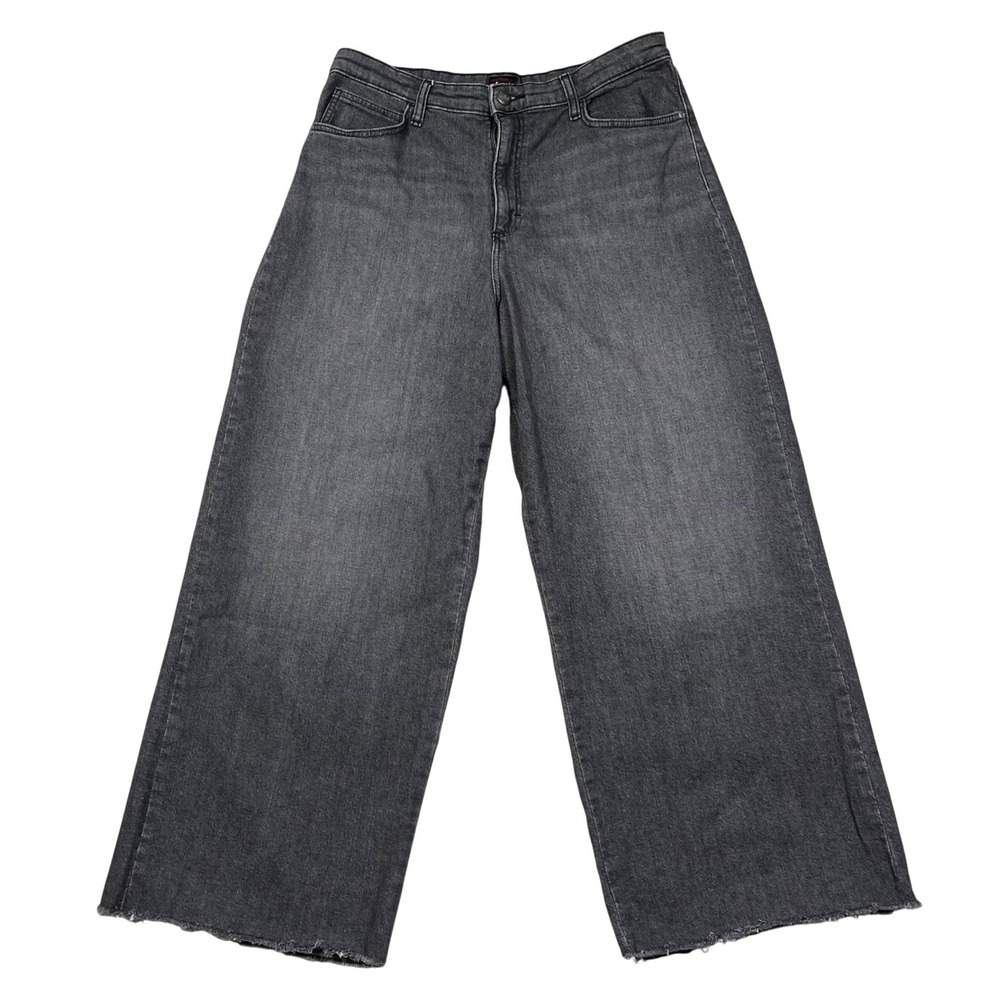Lee Womens High Rise Wide Leg Jeans Faded Black Raw Hem Baggy Size 16 32x29